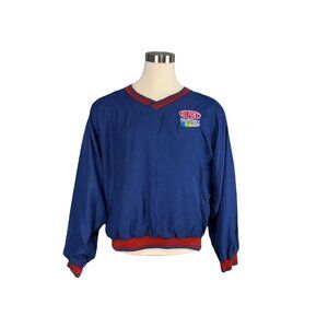 Gordon V-Neck Pullover Windbreaker Jacket Red & Blue Large